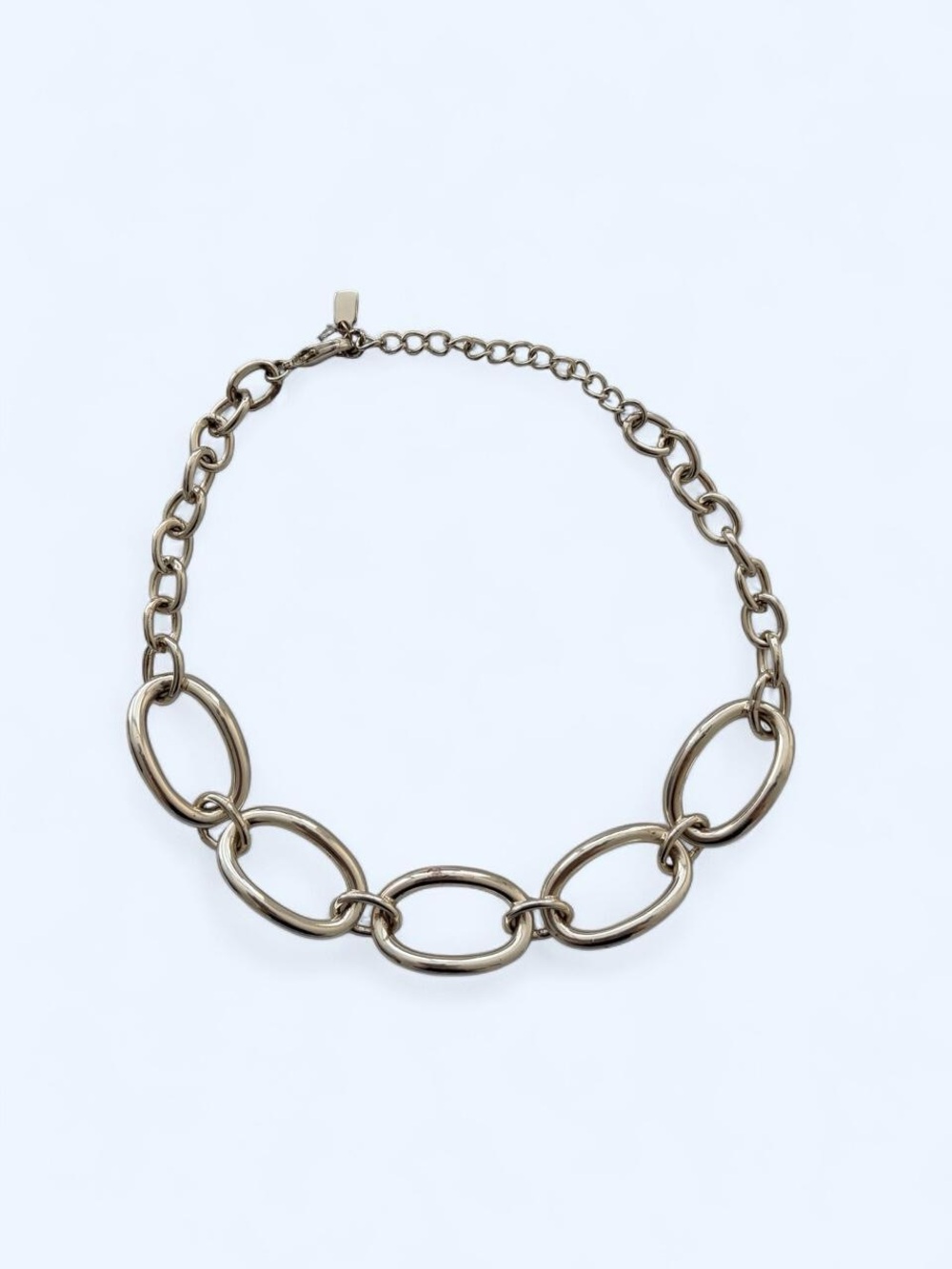 Vintage Y2K silver-tone oval link choker necklace